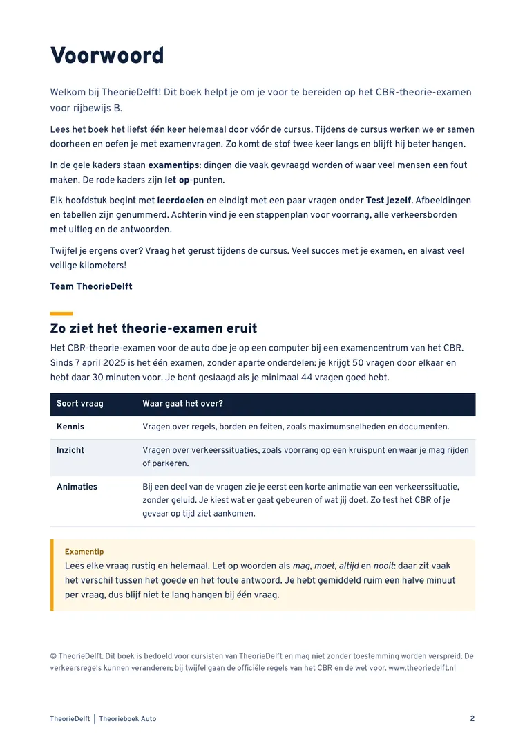 Pagina 2 uit het theorieboek